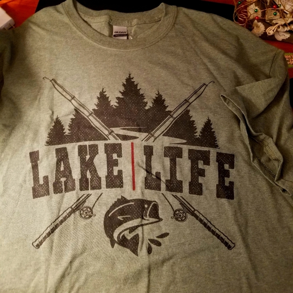 Lake Life XL Greenish Gray Tee
